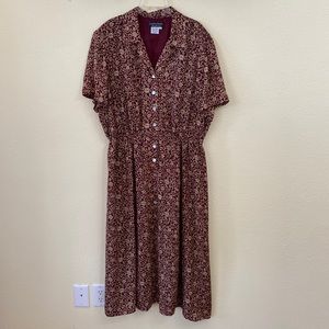 Cynthia Howie for Maggy Boutique Burgundy & Tan Print Dress